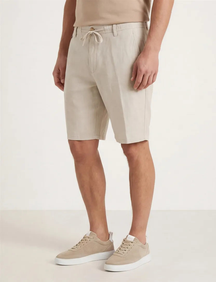 katoenen Gardeur korte broek Jasper effen beige