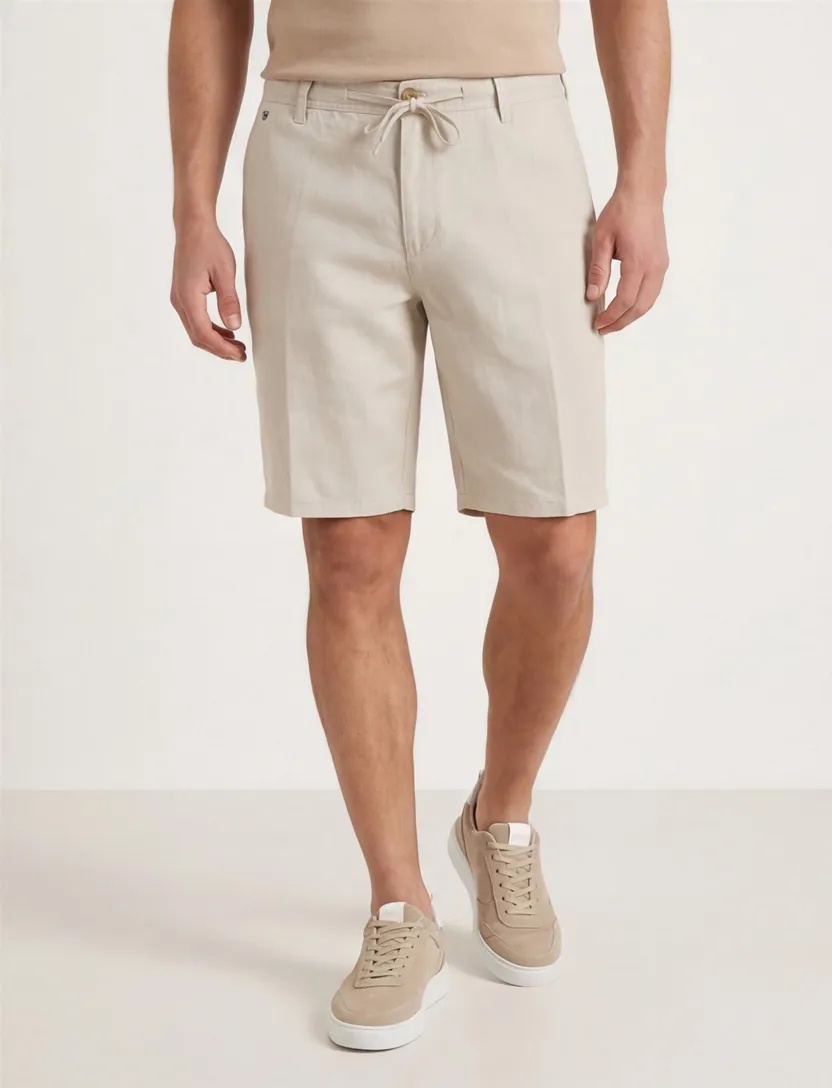 katoenen Gardeur korte broek Jasper effen beige