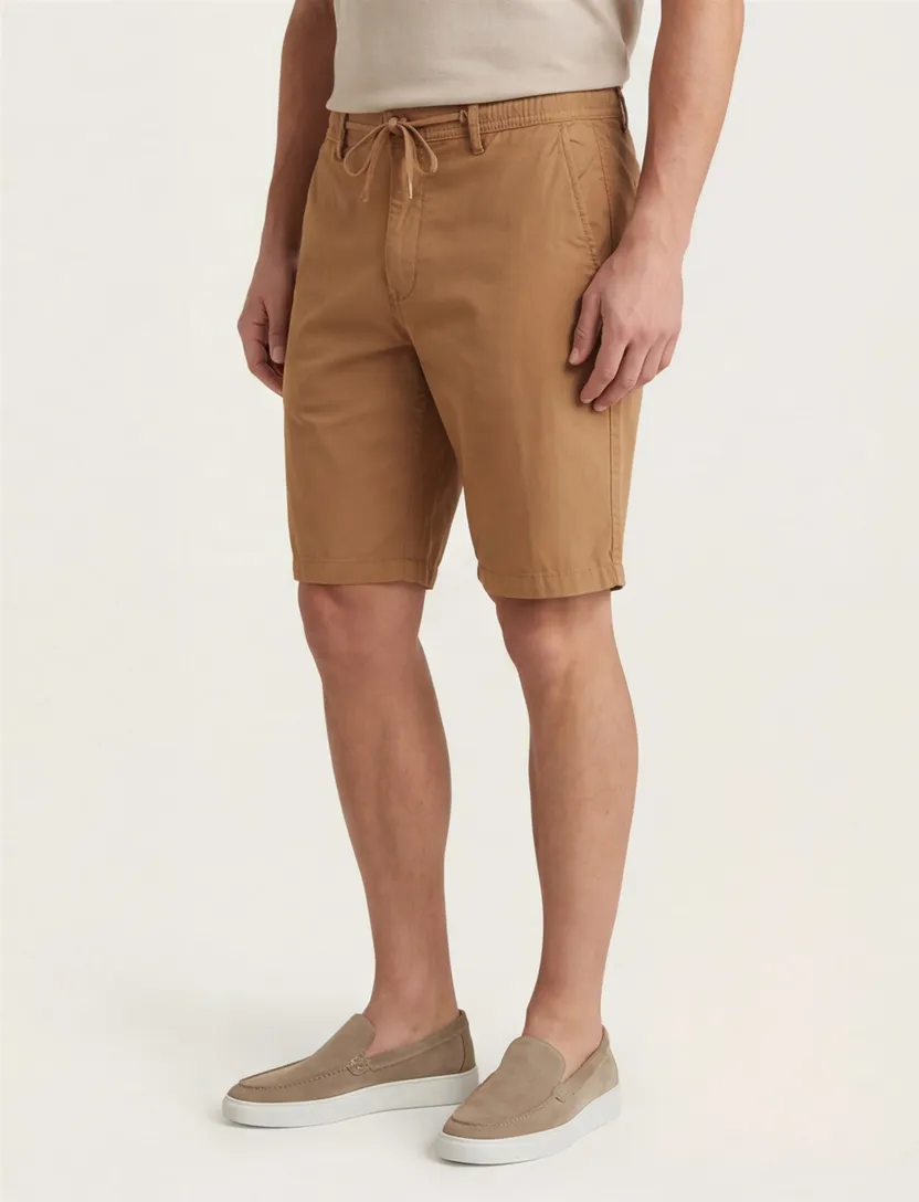 katoenen Gardeur korte broek Jasper effen bruin