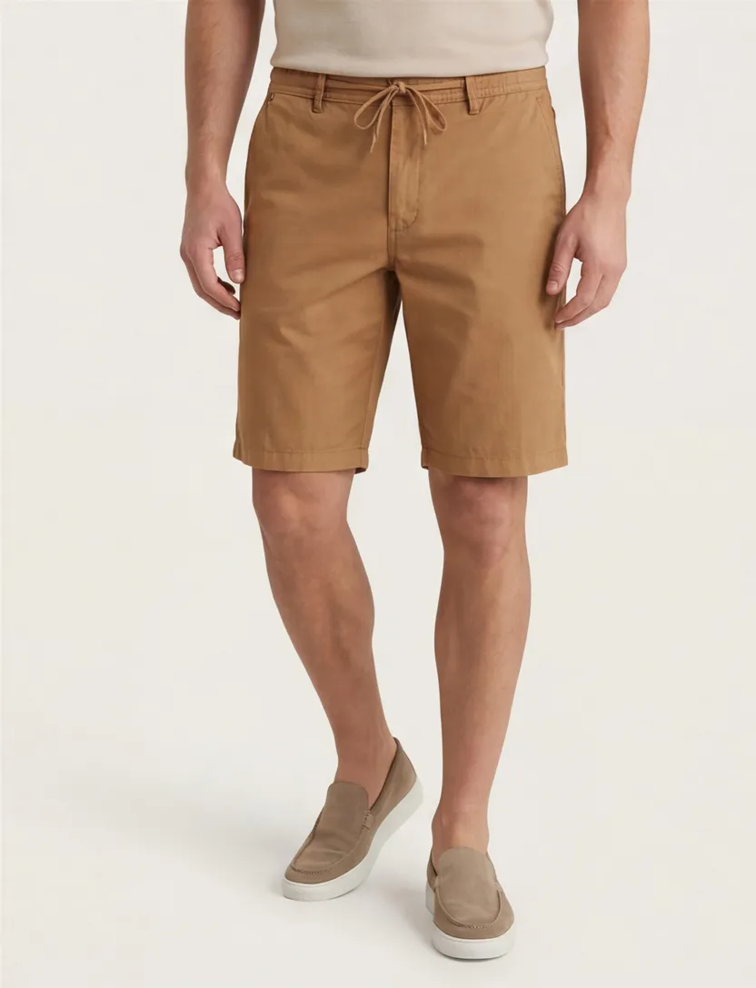 katoenen Gardeur korte broek Jasper effen bruin