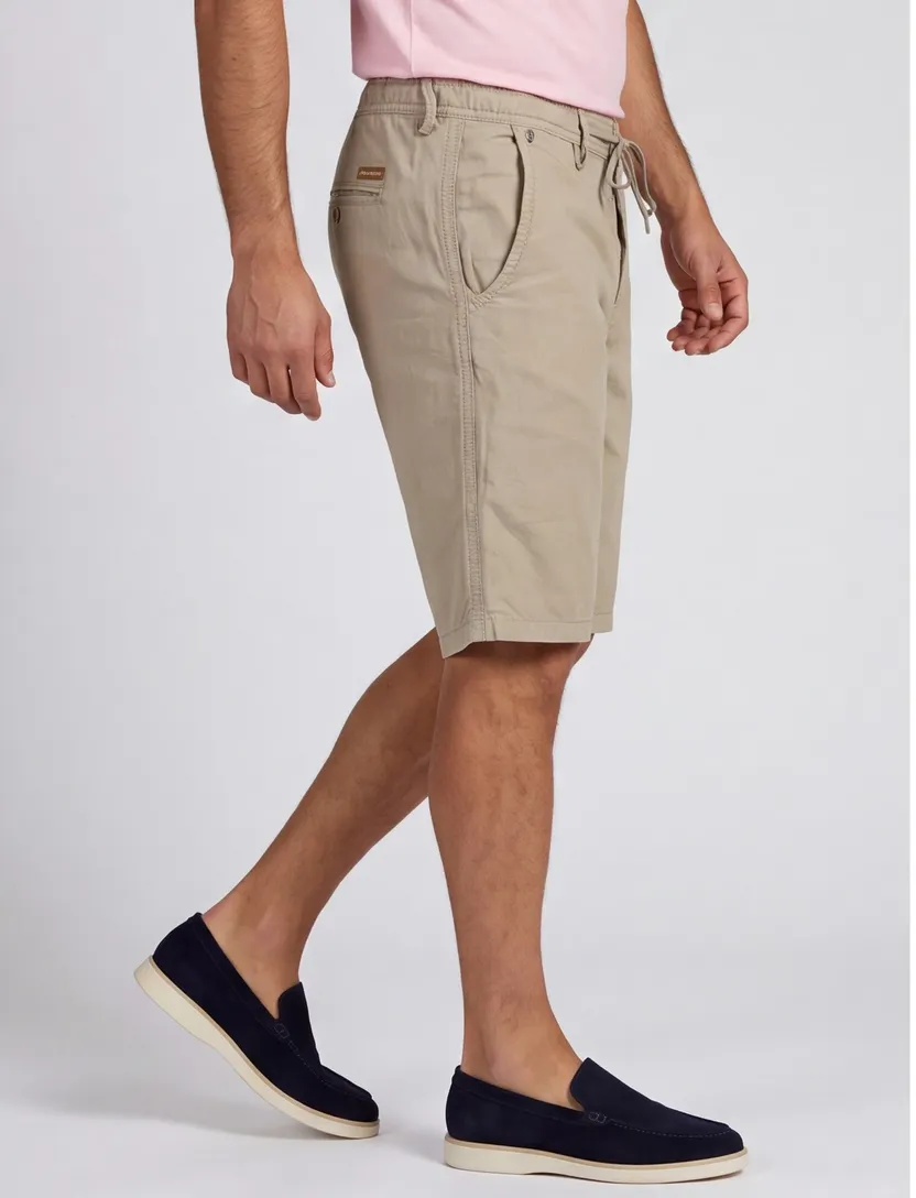 katoenen Gardeur korte broek Jasper effen beige