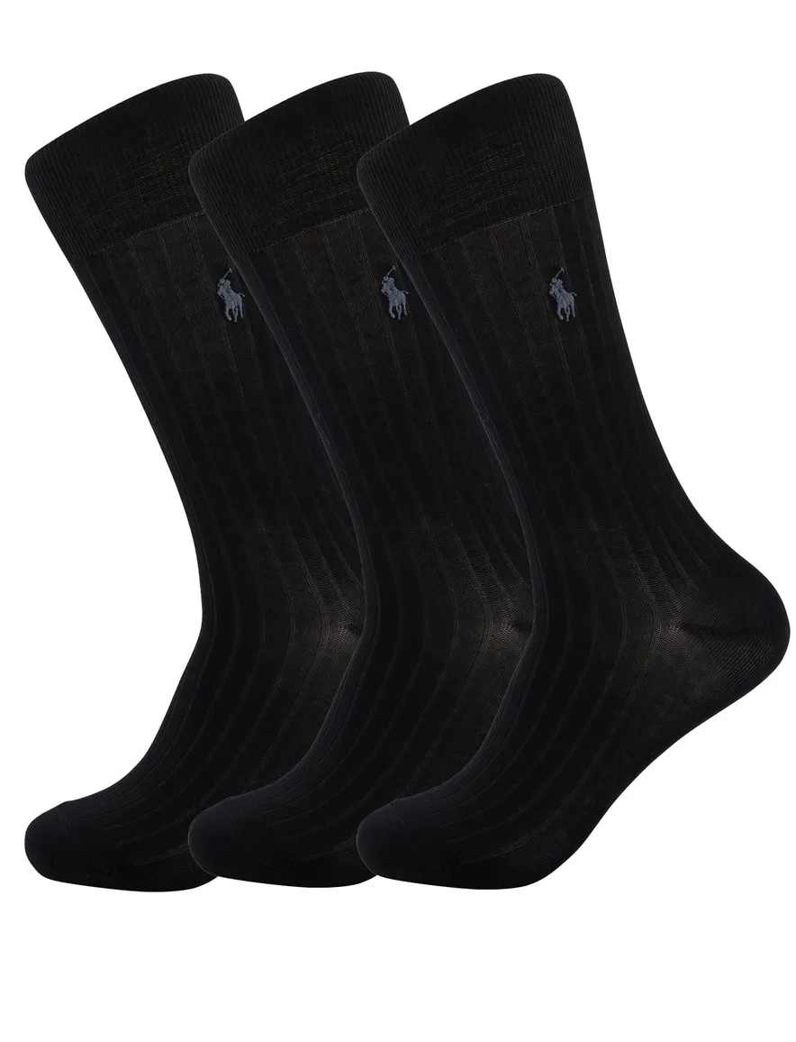 Polo Ralph Lauren sokken 3-pack zwart effen katoen