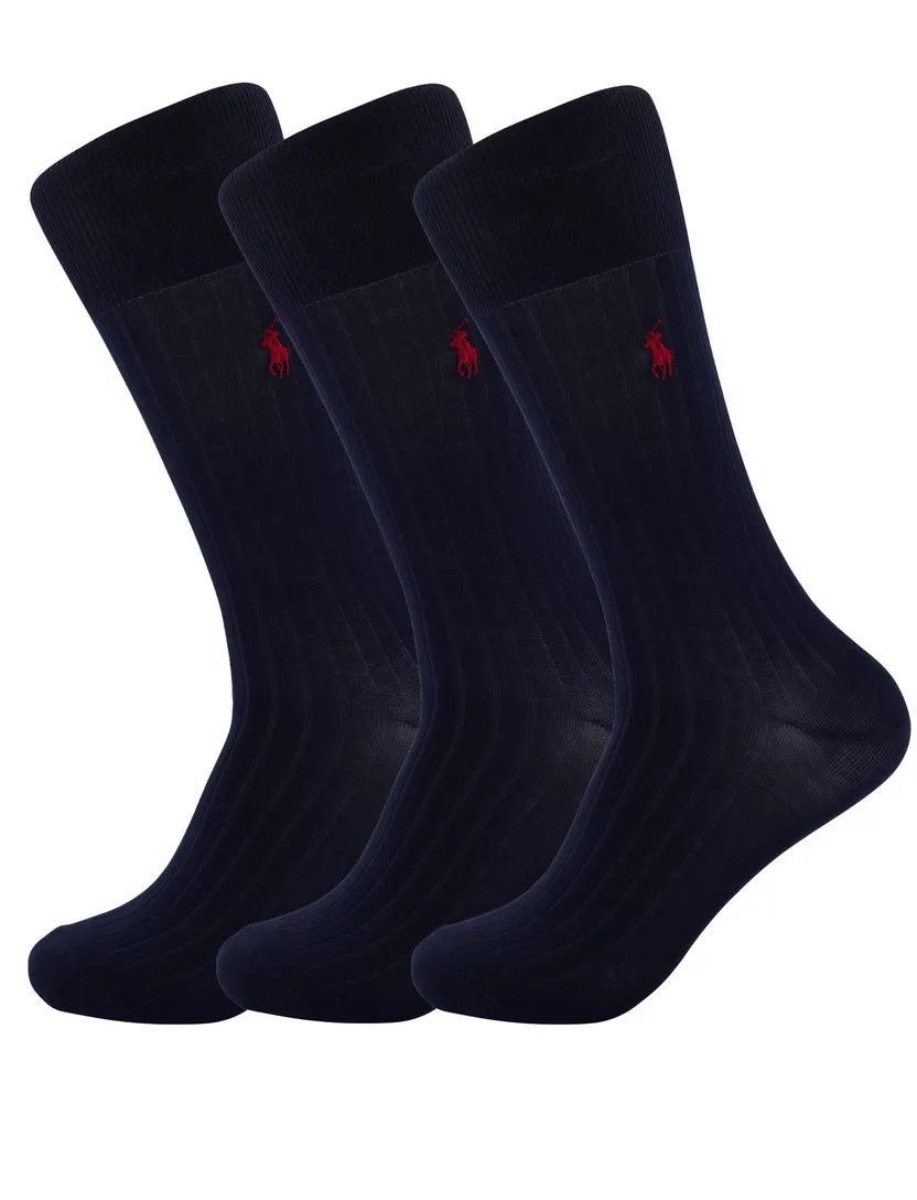 Polo Ralph Lauren sokken 3-pack navy rood paard katoen