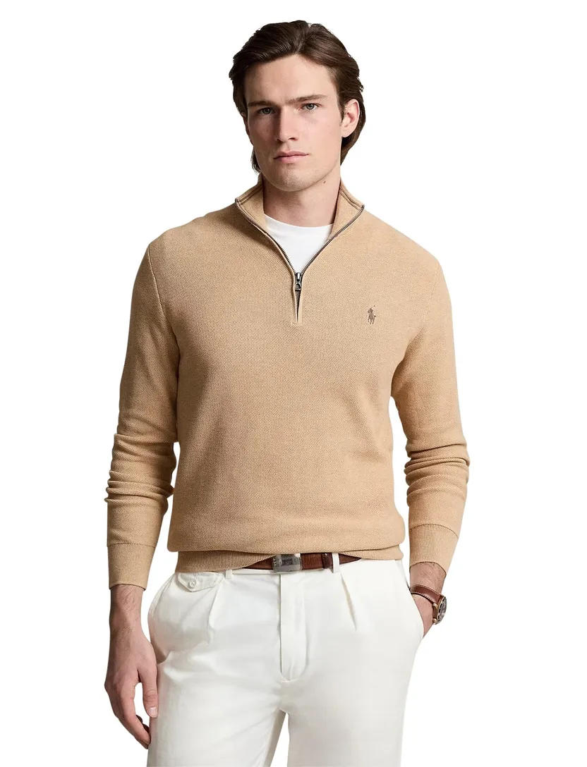 trui Polo Ralph Lauren bruin half zip