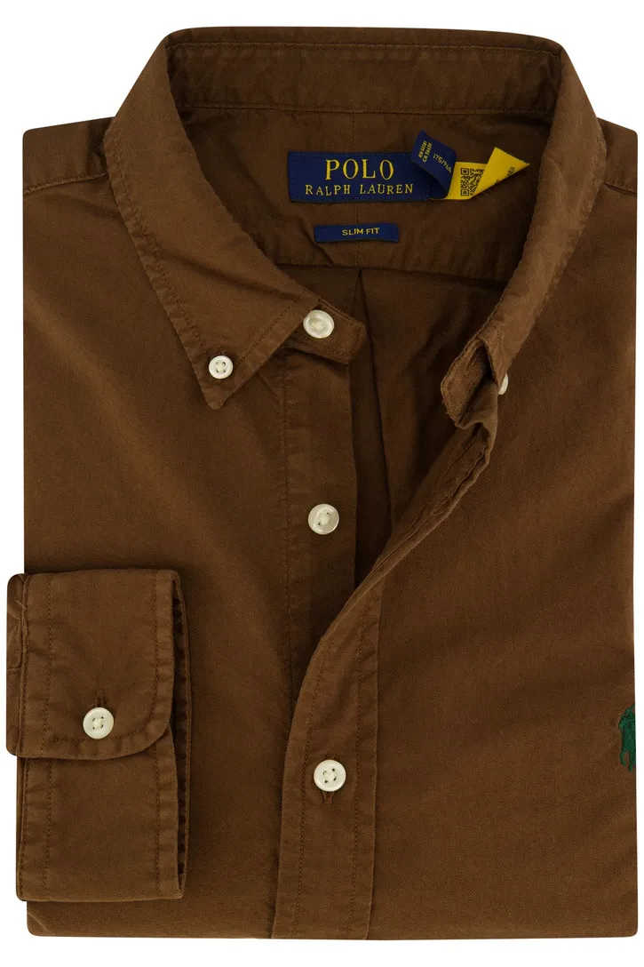 Casual overhemd Polo Ralph Lauren Custom Fit bruin Oxford