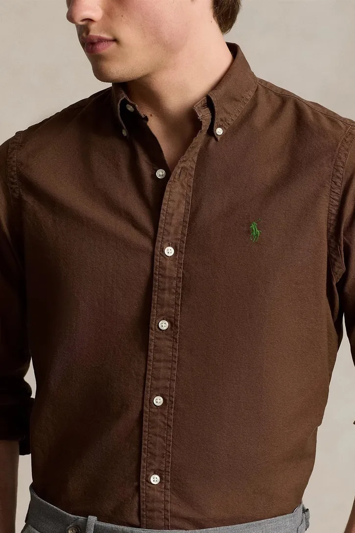 Casual overhemd Polo Ralph Lauren Custom Fit bruin Oxford