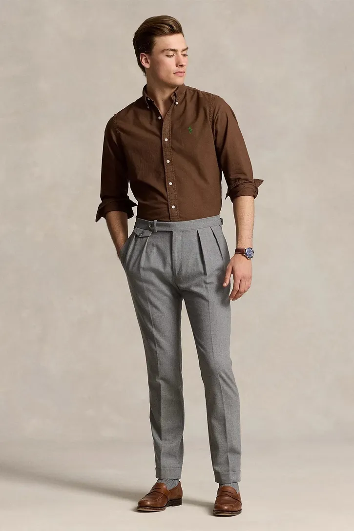 Casual overhemd Polo Ralph Lauren Custom Fit bruin Oxford