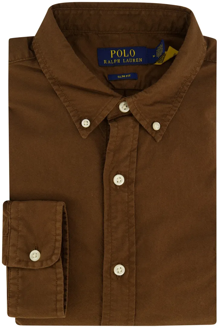Casual overhemd Polo Ralph Lauren Custom Fit bruin Oxford