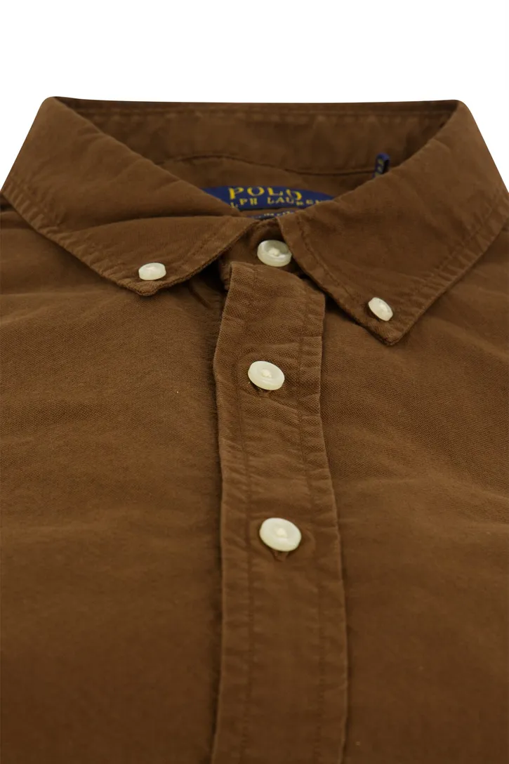Casual overhemd Polo Ralph Lauren Custom Fit bruin Oxford