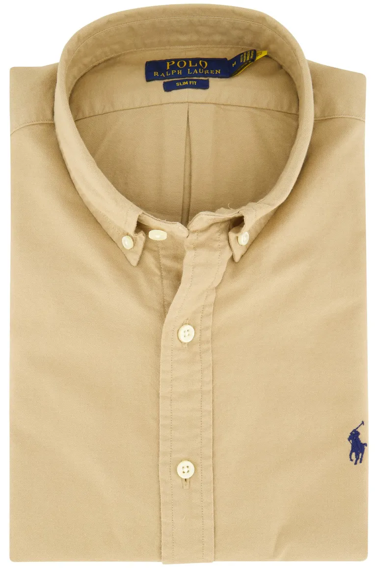 Polo Ralph Lauren casual overhemd slim fit beige effen