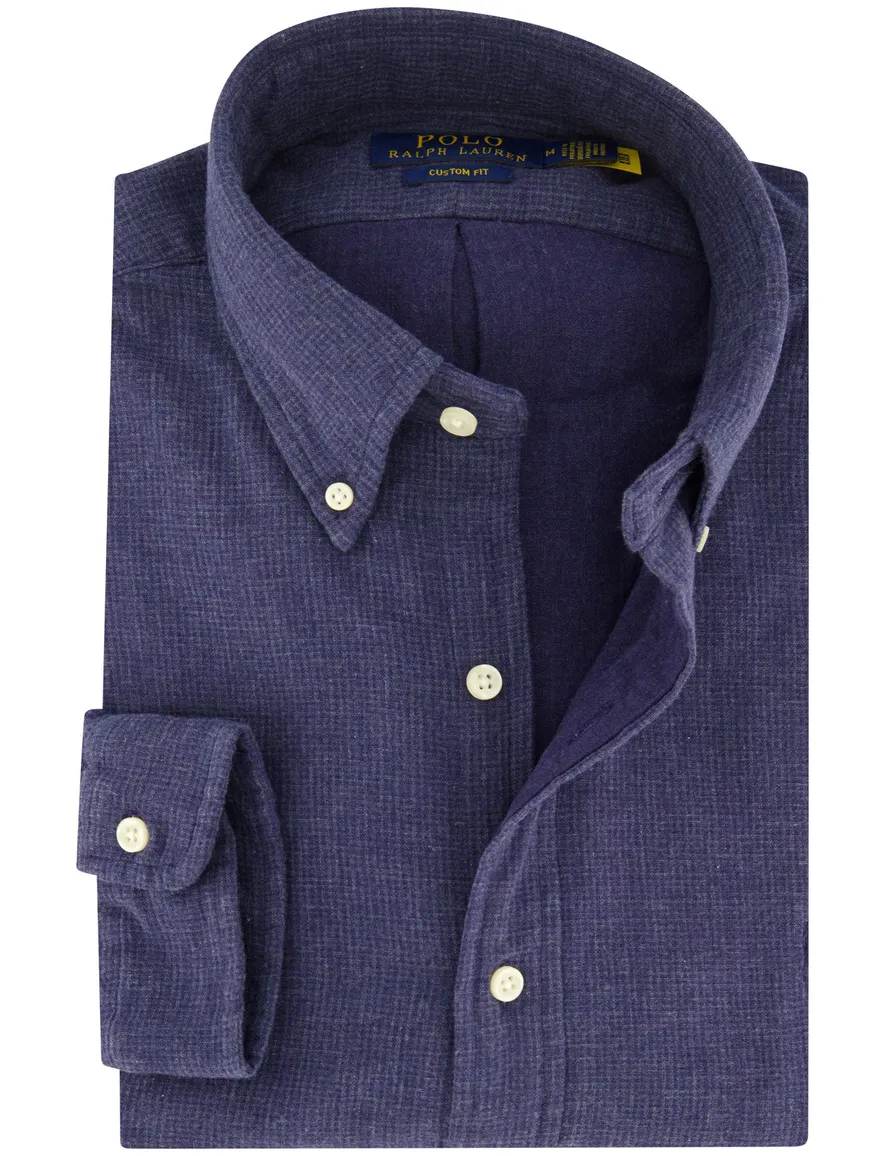 casual overhemd Polo Ralph Lauren donkerblauw effen katoen wijde fit