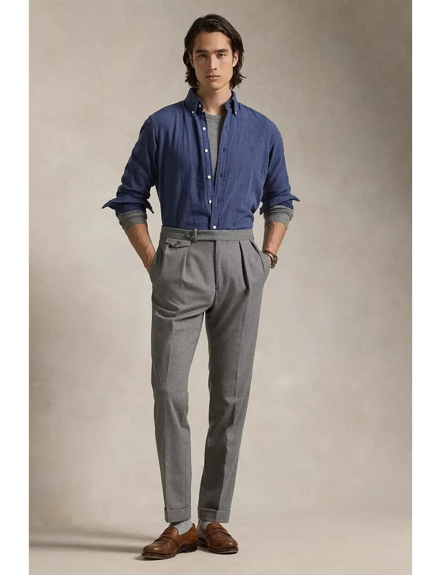 casual overhemd Polo Ralph Lauren donkerblauw effen katoen wijde fit