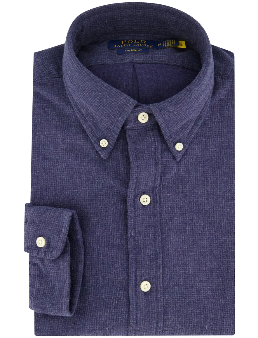 casual overhemd Polo Ralph Lauren donkerblauw effen katoen wijde fit