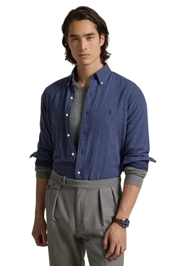 Polo Ralph Lauren Polo Ralph Lauren Custom Fit casual overhemd donkerblauw effen