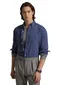 Polo Ralph Lauren Custom Fit casual overhemd donkerblauw effen