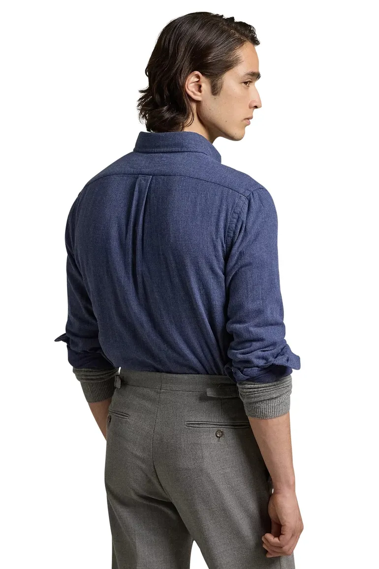 casual overhemd Polo Ralph Lauren donkerblauw effen katoen wijde fit