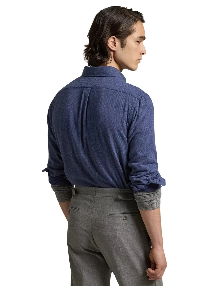 casual overhemd Polo Ralph Lauren donkerblauw effen katoen wijde fit