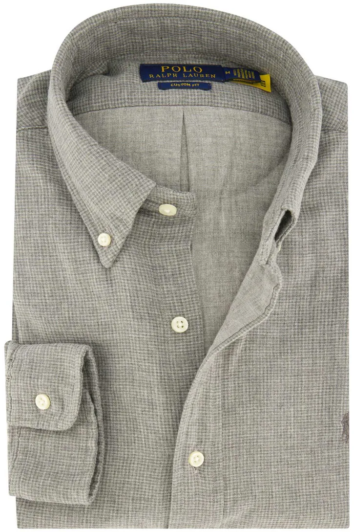 Polo Ralph Lauren casual overhemd grijs effen Custom Fit