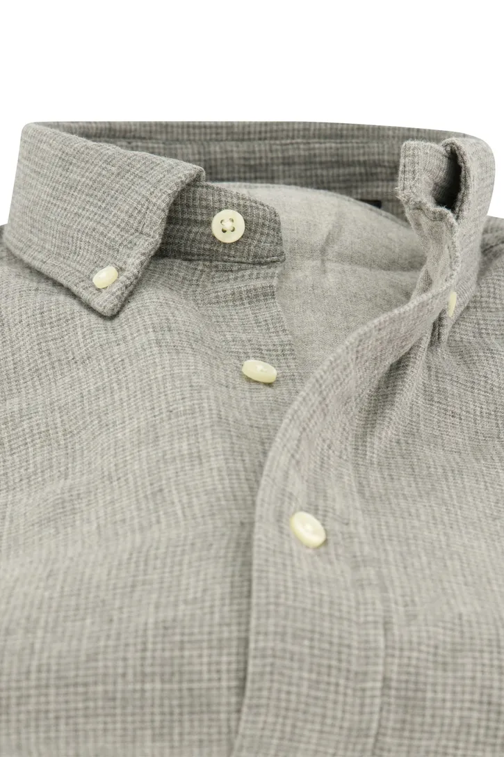 Polo Ralph Lauren casual overhemd grijs effen Custom Fit