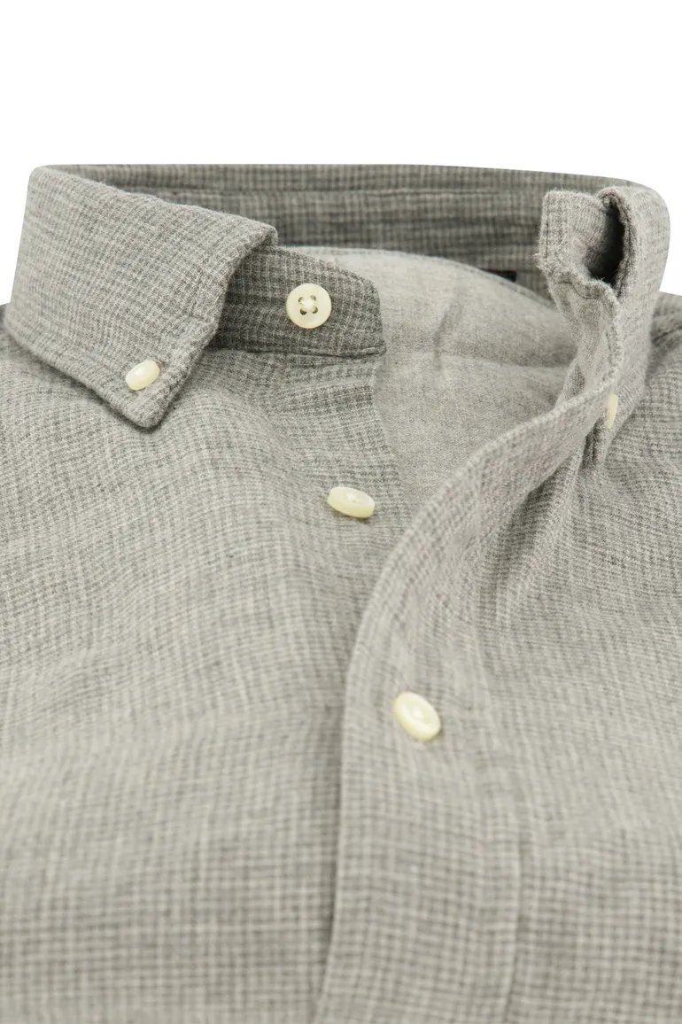 Polo Ralph Lauren casual overhemd grijs effen Custom Fit