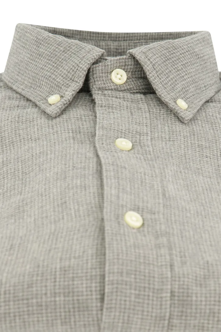 Polo Ralph Lauren casual overhemd grijs effen Custom Fit