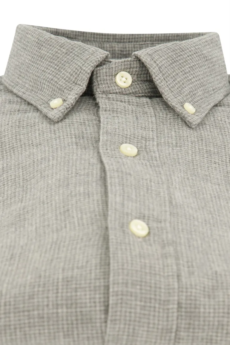 Polo Ralph Lauren casual overhemd grijs effen Custom Fit