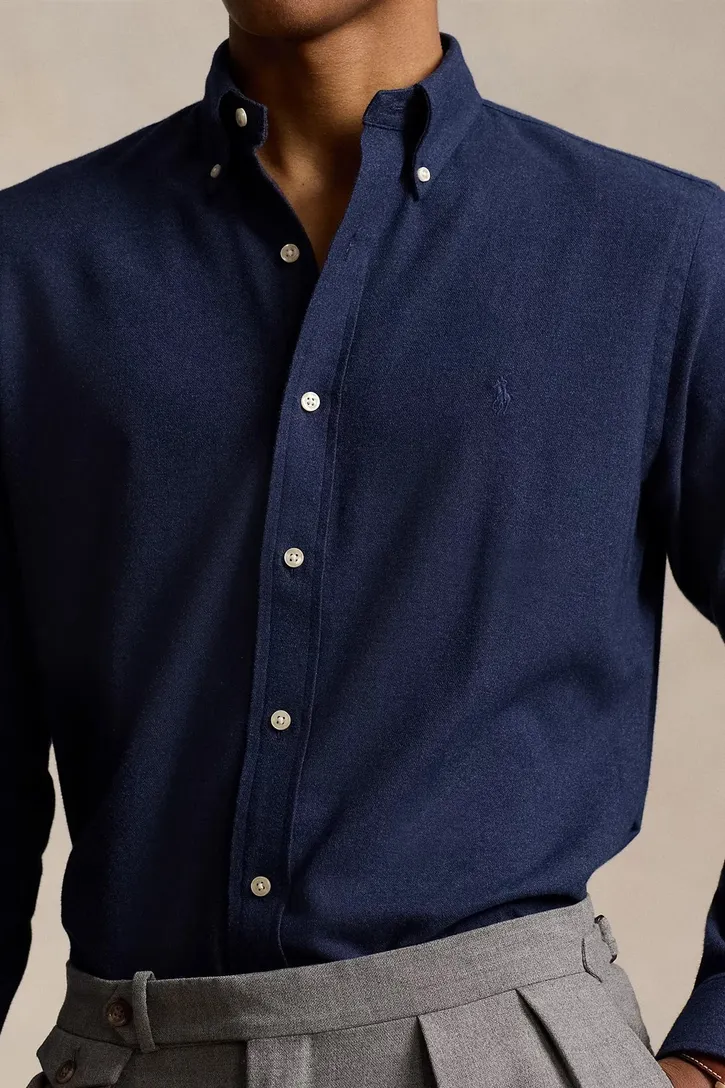 Wijde fit Polo Ralph Lauren overhemd donkerblauw flanel