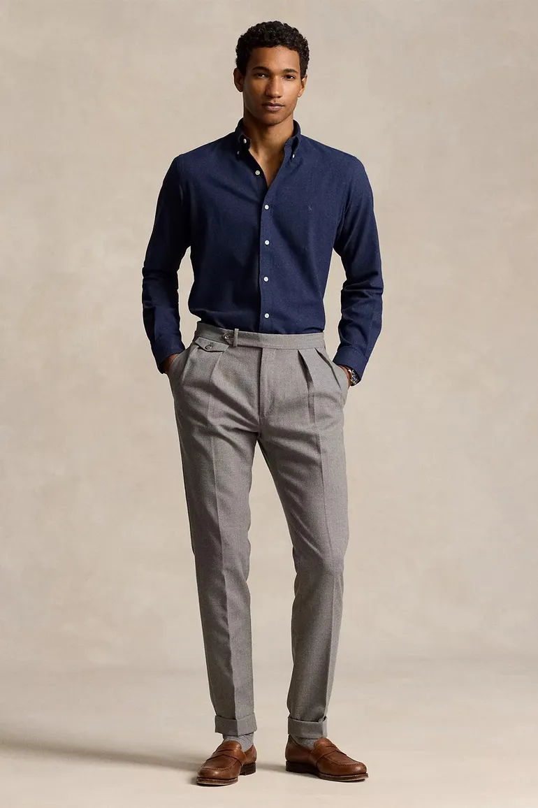 Polo Ralph Lauren overhemd navy flanel normale fit