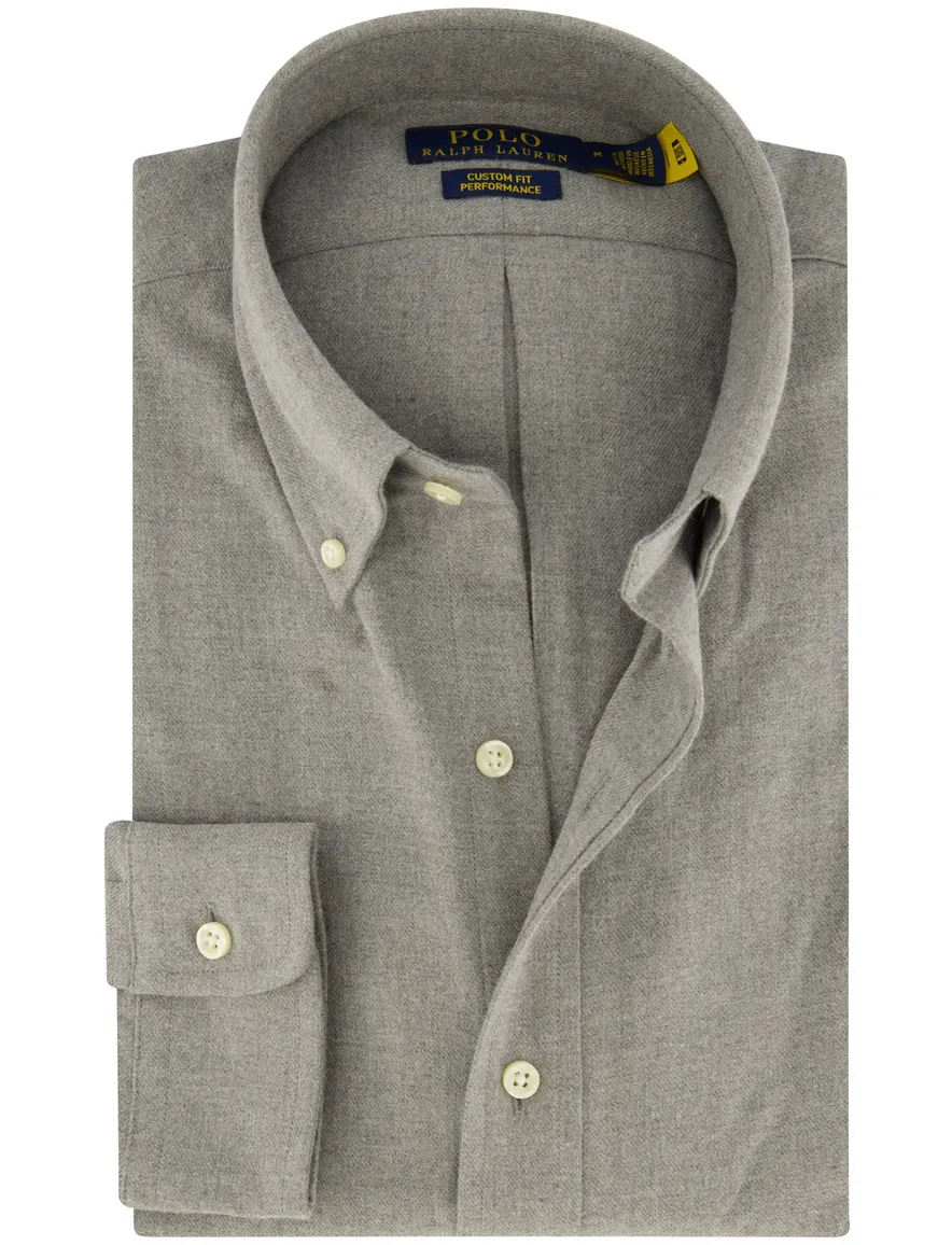 Polo Ralph Lauren Custom Fit casual overhemd grijs flanel