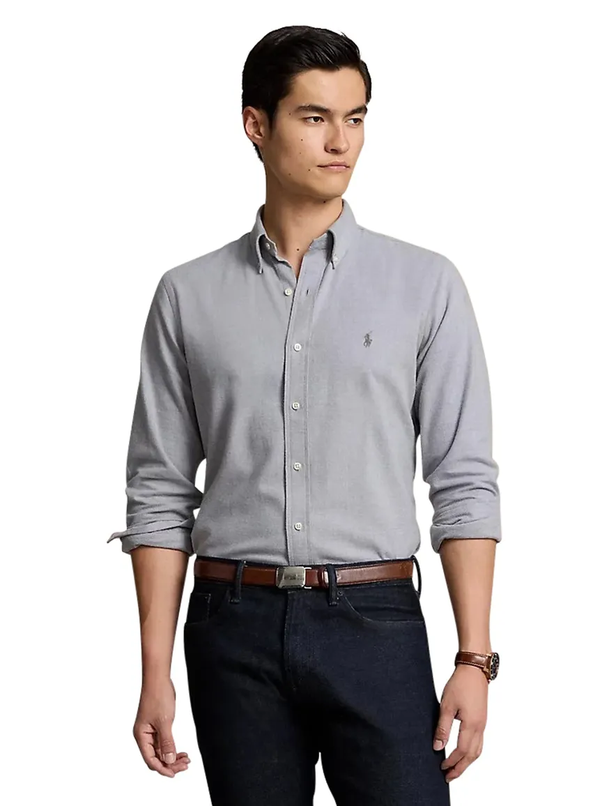 Polo Ralph Lauren Custom Fit casual overhemd grijs flanel
