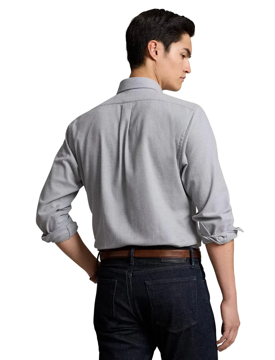 Polo Ralph Lauren Custom Fit casual overhemd grijs flanel
