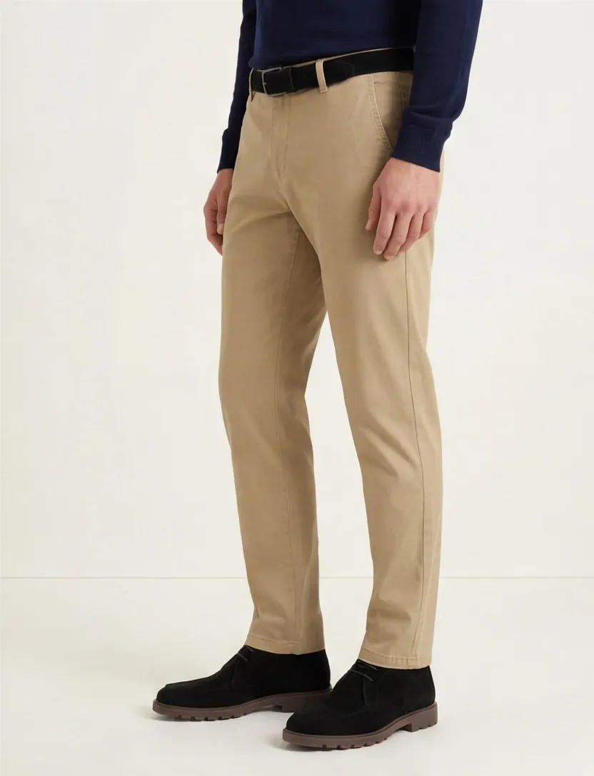 Meyer chino beige katoen effen