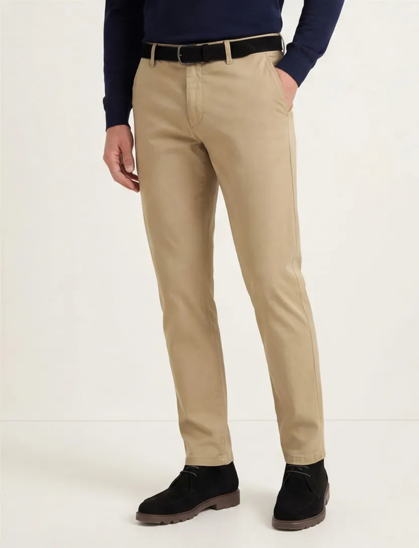 Meyer chino beige katoen effen