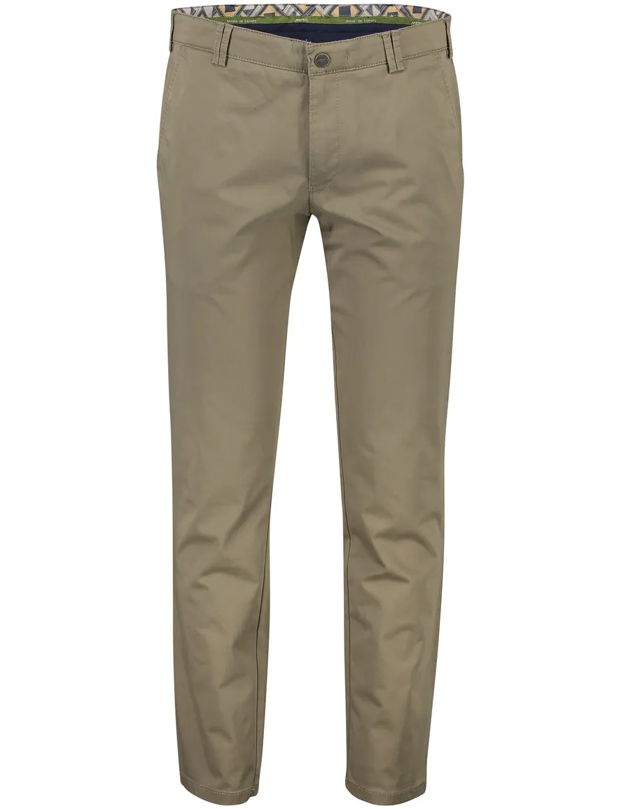 Meyer Pantalon groen effen katoen