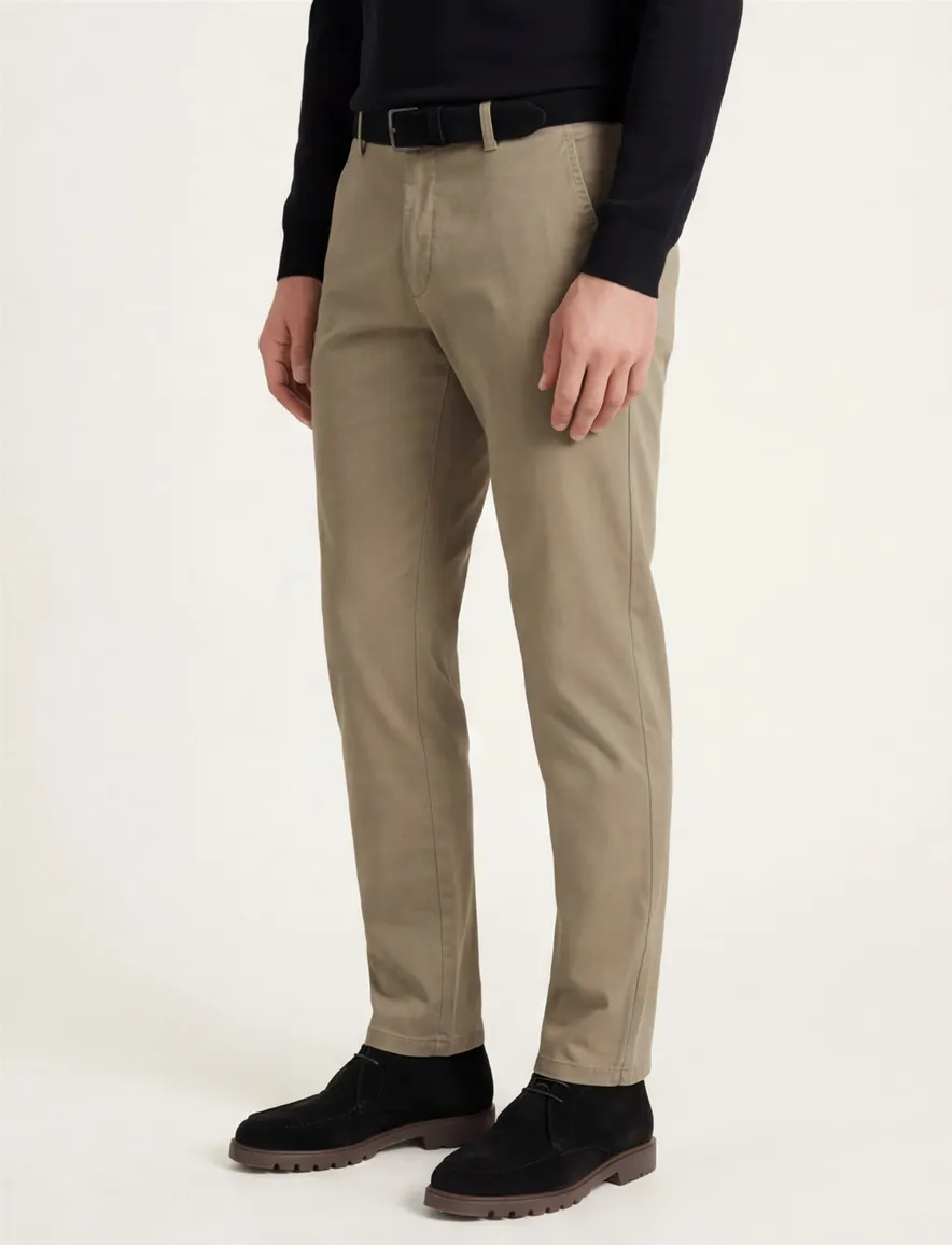 Meyer Pantalon groen effen katoen