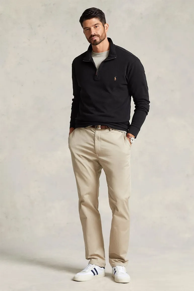Polo Ralph Lauren trui zwart half zip effen Big & Tall