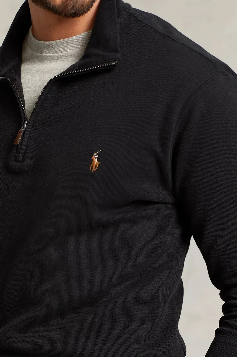 Polo Ralph Lauren trui zwart half zip effen Big & Tall