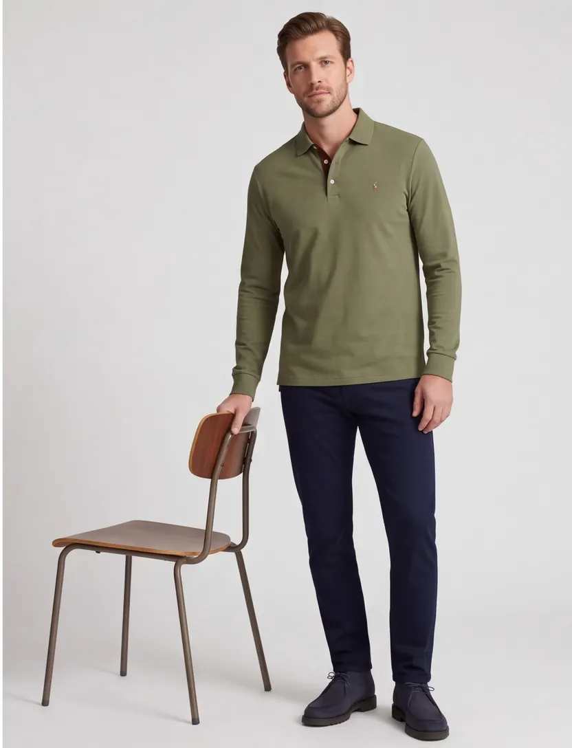 katoenen Polo Ralph Lauren polo groen effen Big & Tall