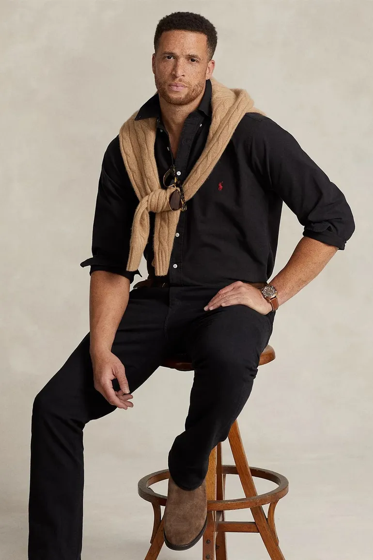 Polo Ralph Lauren overhemd Big & Tall zwart wijde fit