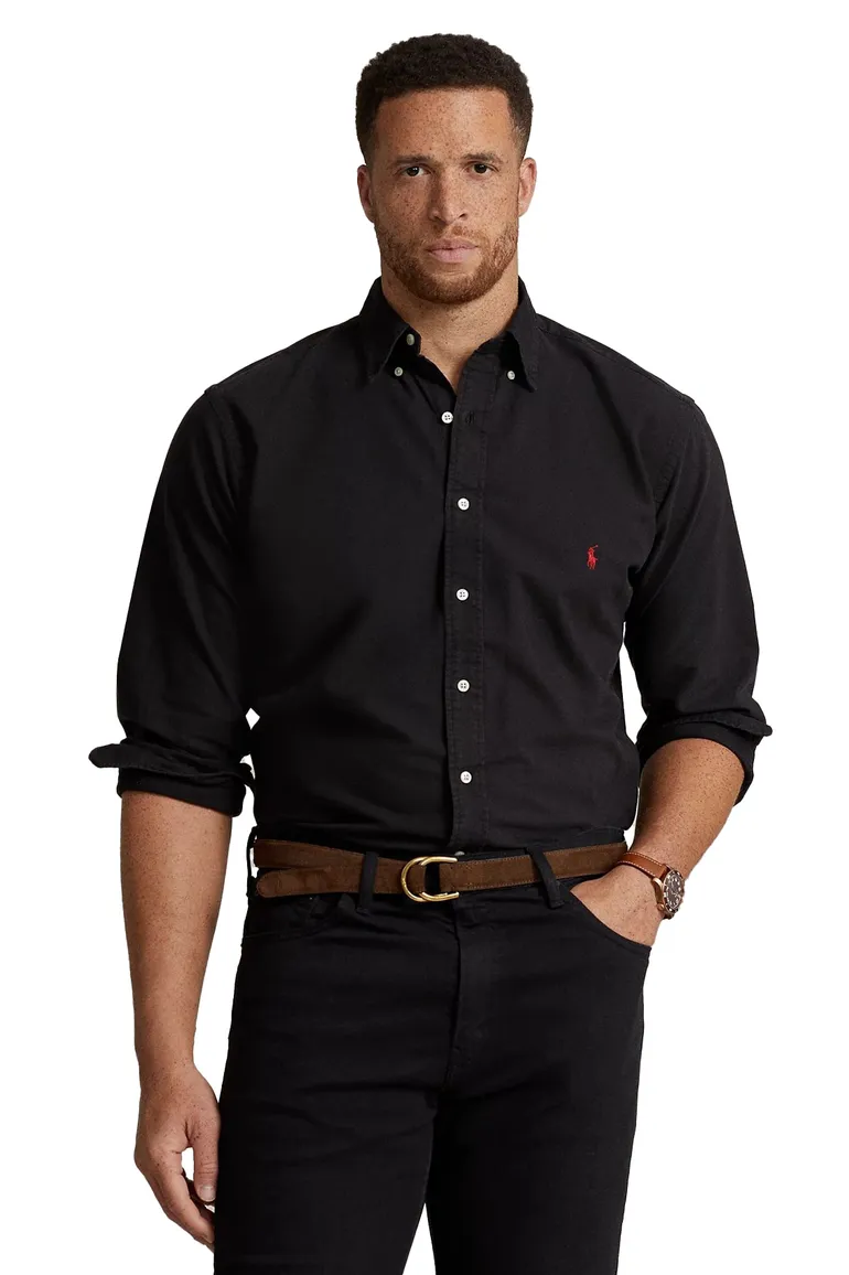 Polo Ralph Lauren overhemd Big & Tall zwart wijde fit