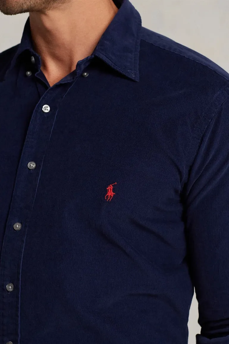 Polo Ralph Lauren overhemd donkerblauw Big & Tall wijde fit