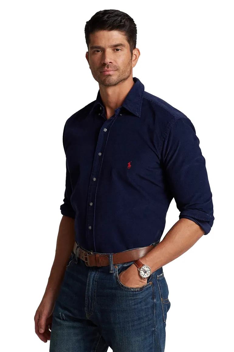 Polo Ralph Lauren overhemd donkerblauw Big & Tall wijde fit
