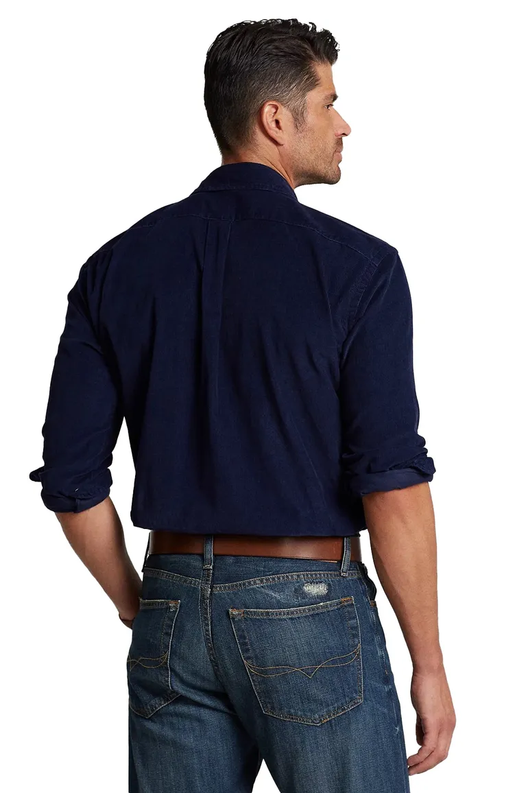 Polo Ralph Lauren overhemd donkerblauw Big & Tall wijde fit