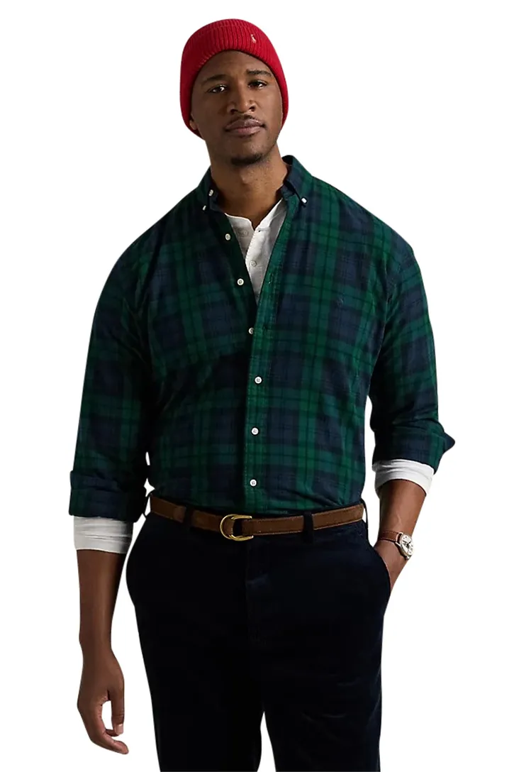 katoenen Polo Ralph Lauren overhemd donkerblauw Big & Tall