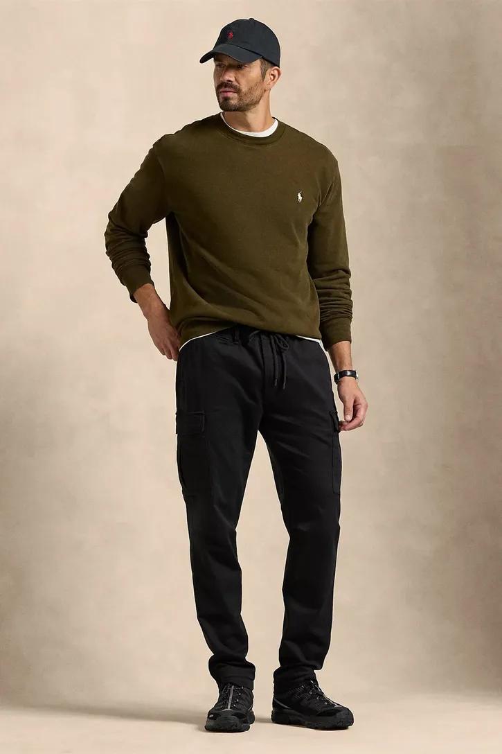 katoenen Ralph Lauren sweater donkergroen effen Big & Tall