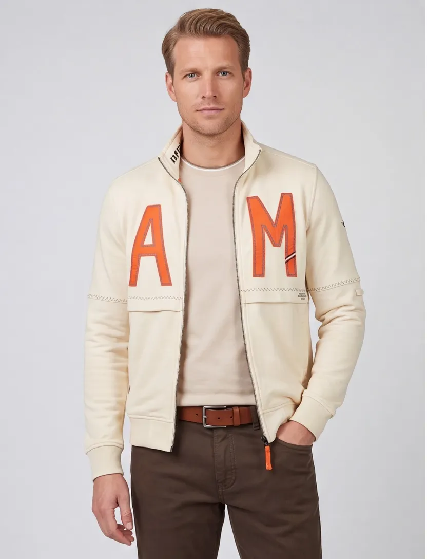 Aeronautica Militare crème opdruk katoen sweatvest rits