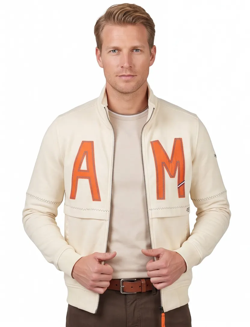 Aeronautica Militare crème opdruk katoen sweatvest rits