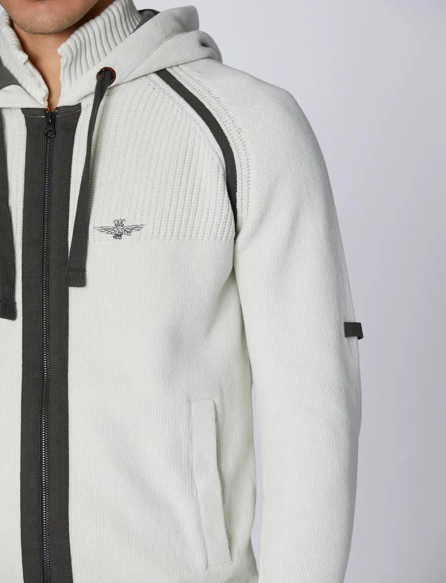 Aeronautica Militare hoodie effen wit gebreid slim fit
