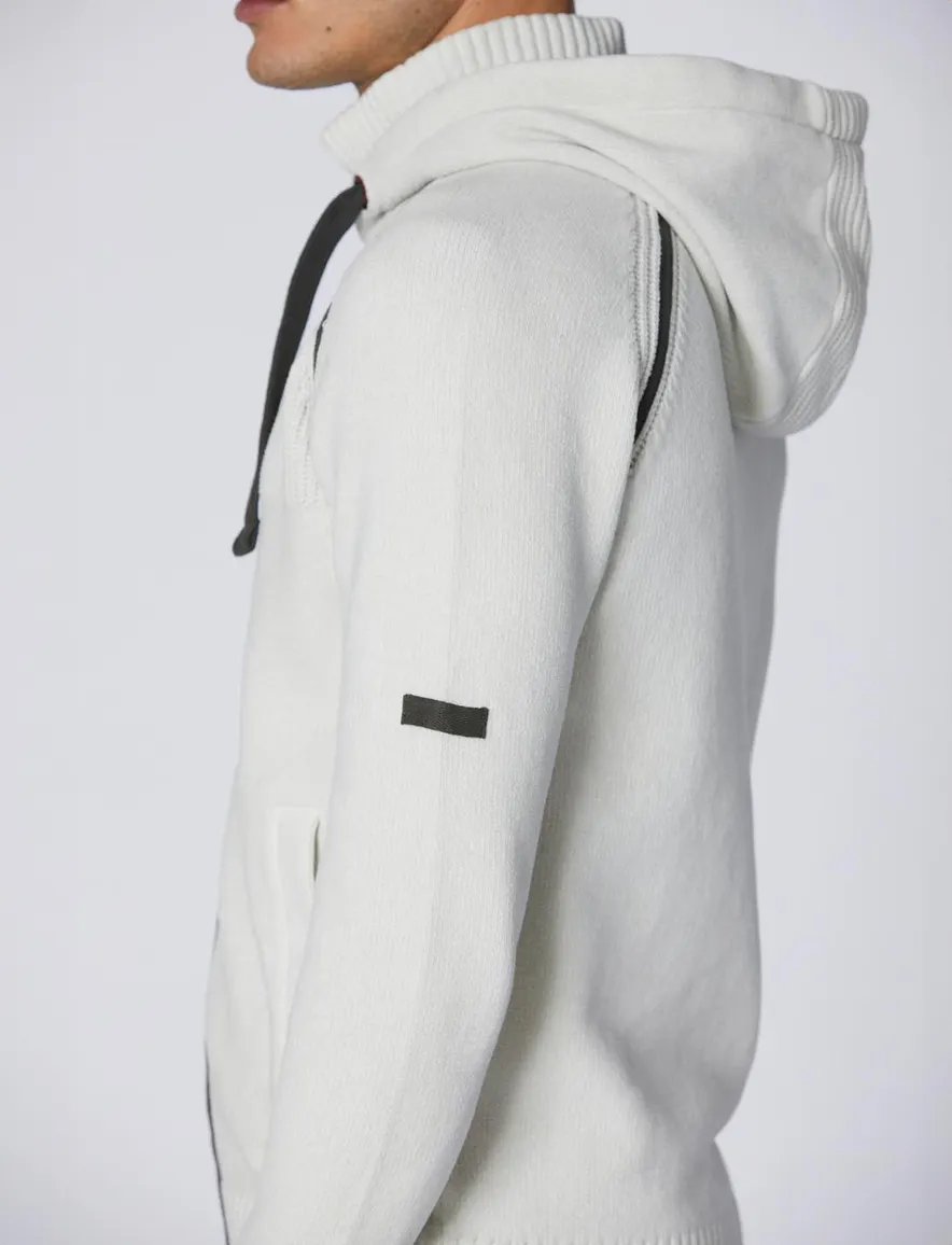Aeronautica Militare hoodie effen wit gebreid slim fit