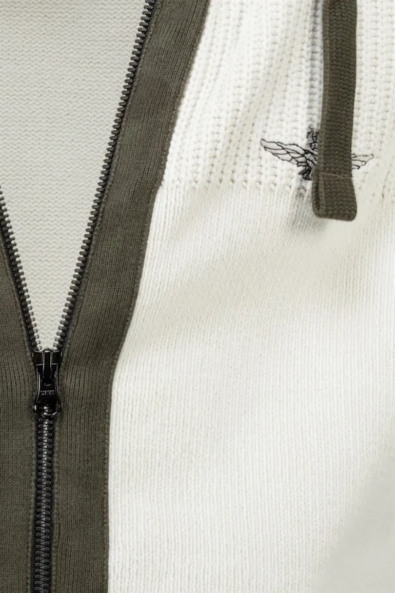 Aeronautica Militare hoodie effen wit gebreid slim fit